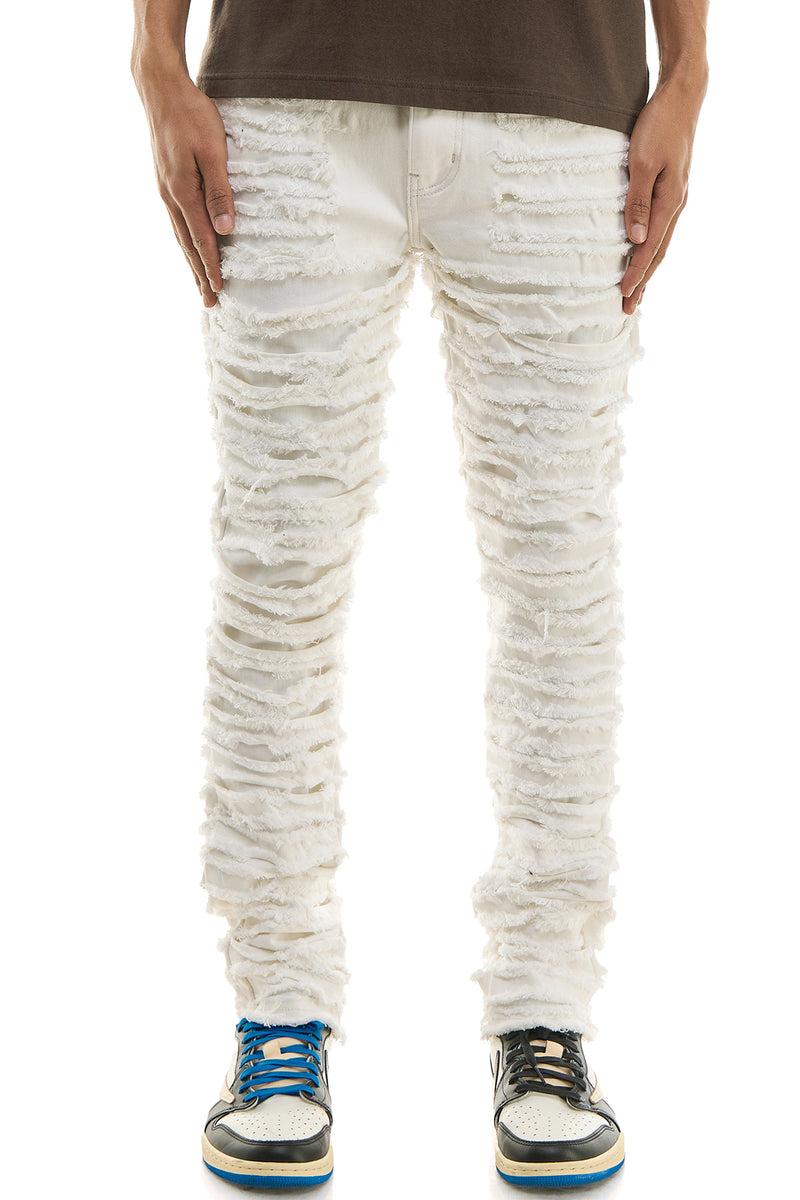 KNB3358 Cream | KDNK Off-White Skinny Stretch Jeans