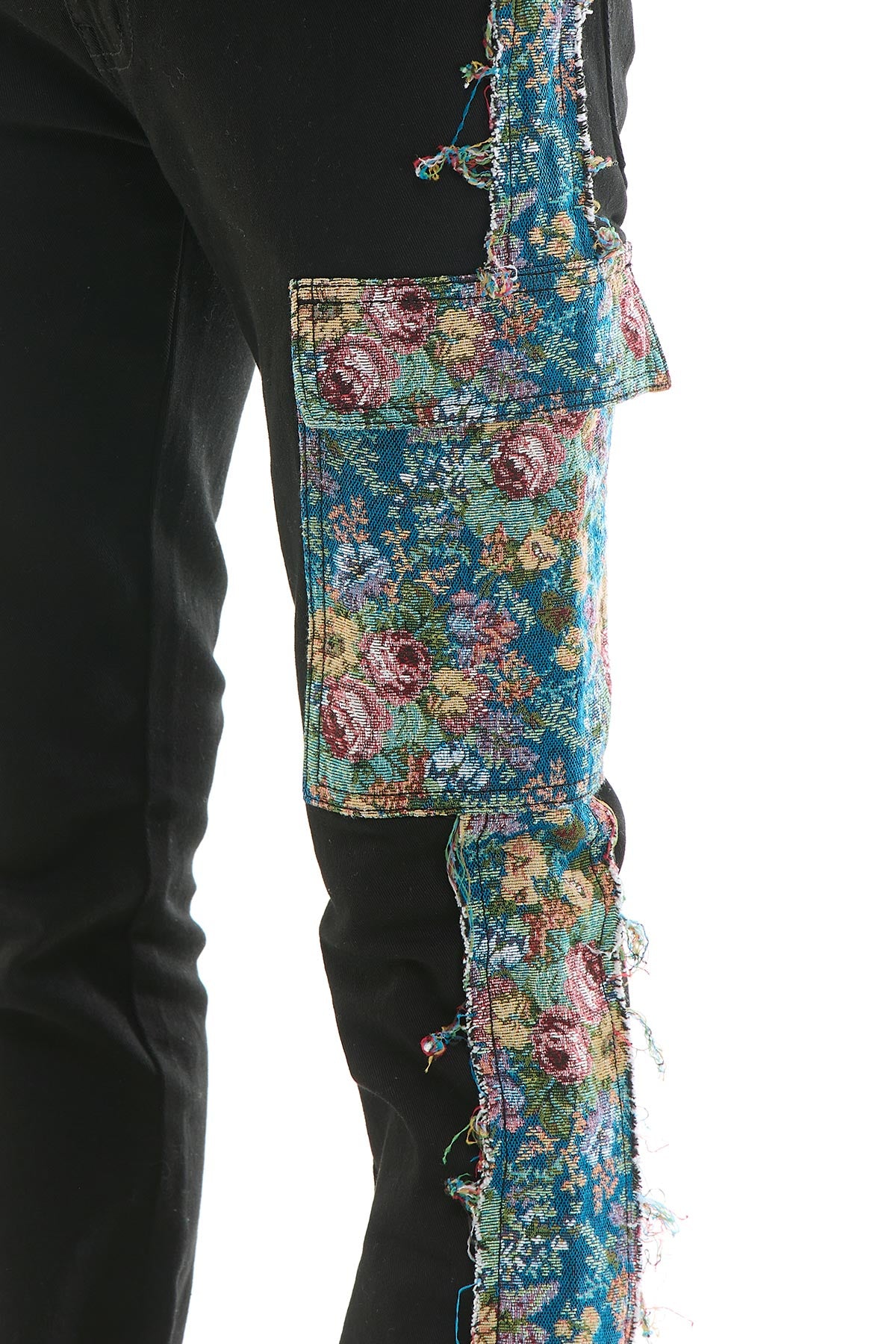 KNB3419 Black | KDNK Tapestry Stacked Skinny Flare Pants