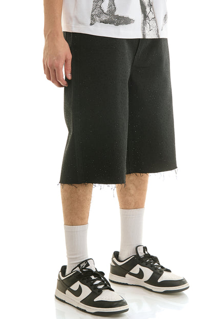 KNB3500S Black | KDNK Rhinestone Denim Shorts