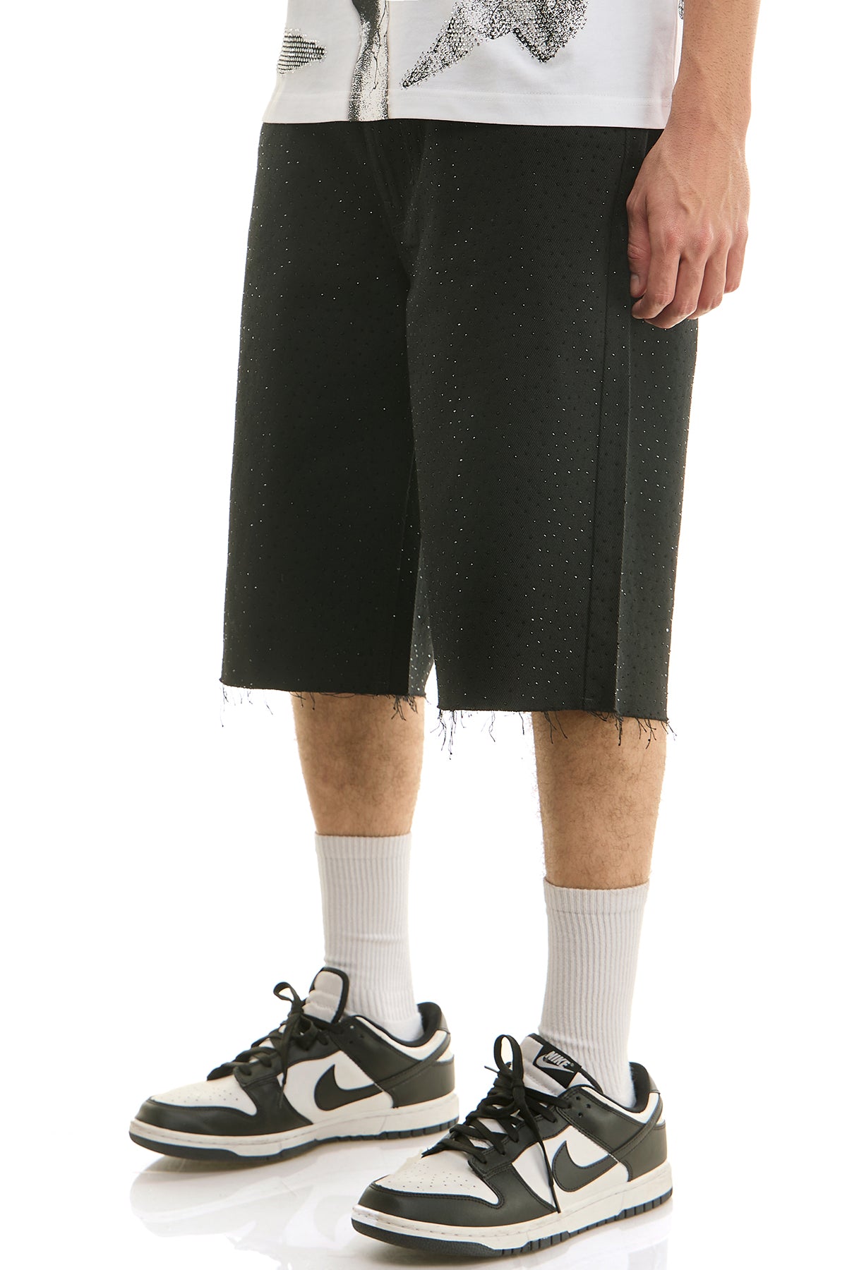 KNB3500S Black | KDNK Rhinestone Denim Shorts