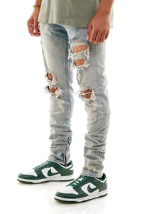 KND4344 Steel Blue | KDNK Ripped Skinny Stretch Jeans