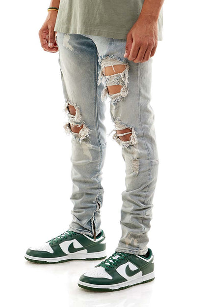 KND4344 Steel Blue | KDNK Ripped Skinny Stretch Jeans