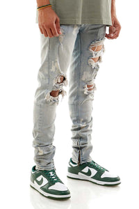 KND4344 Steel Blue | KDNK Ripped Skinny Stretch Jeans