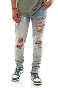 KND4344 Steel Blue | KDNK Ripped Skinny Stretch Jeans