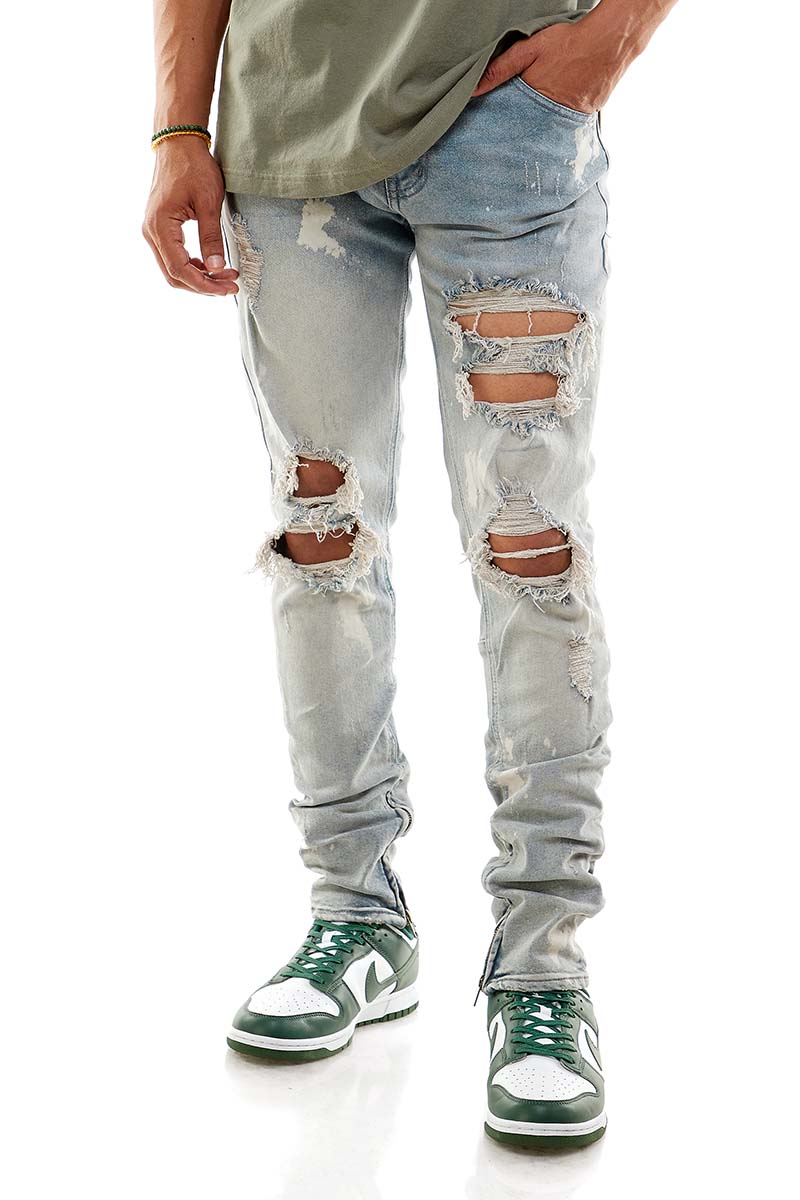 KND4344 Steel Blue | KDNK Ripped Skinny Stretch Jeans