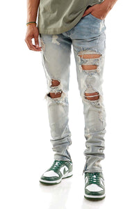 KND4344 Steel Blue | KDNK Ripped Skinny Stretch Jeans