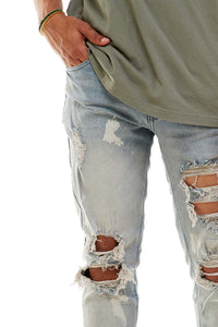KND4344 Steel Blue | KDNK Ripped Skinny Stretch Jeans