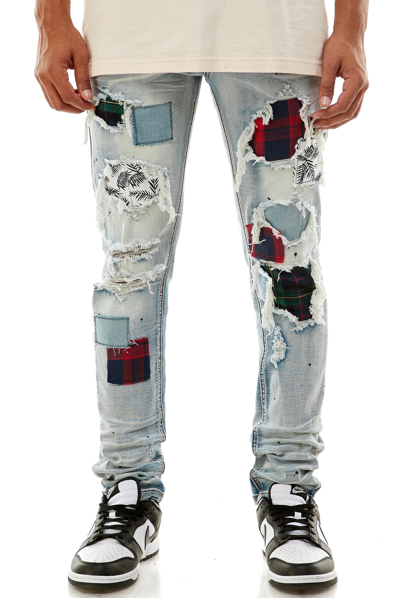KND4457 Blue | KDNK Distressed Ripped Skinny Stretch Jeans