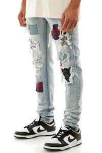 KND4457 Blue | KDNK Distressed Ripped Skinny Stretch Jeans