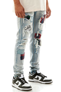 KND4457 Blue | KDNK Distressed Ripped Skinny Stretch Jeans