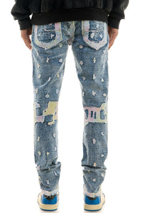 KND4668 Blue | KDNK Ankle Zip Skinny Stretch Jeans