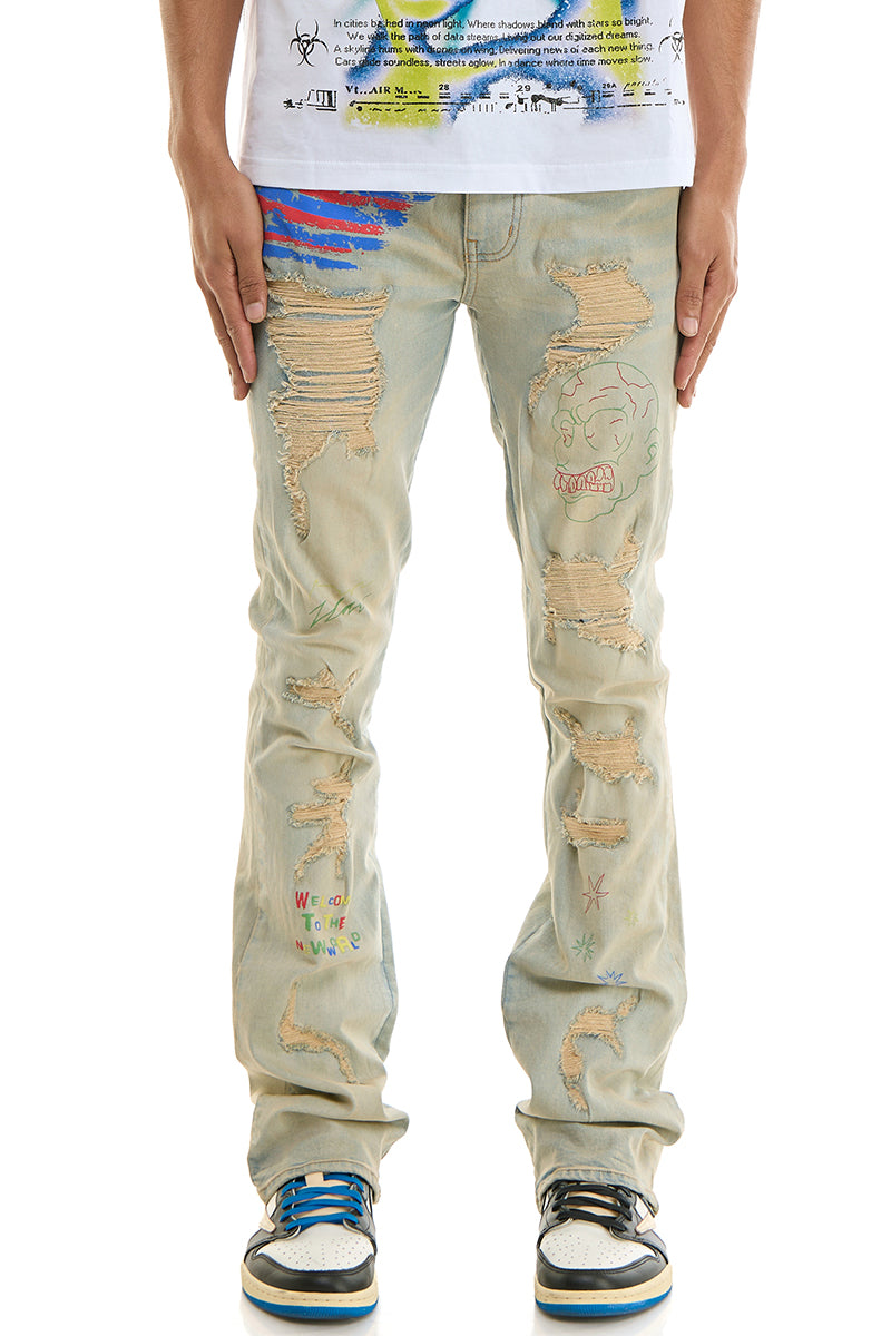 KND4838 Blue | KDNK Rip & Repair Distressed Skinny Jeans