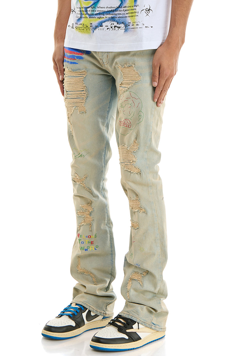 KND4838 Blue | KDNK Rip & Repair Distressed Skinny Jeans