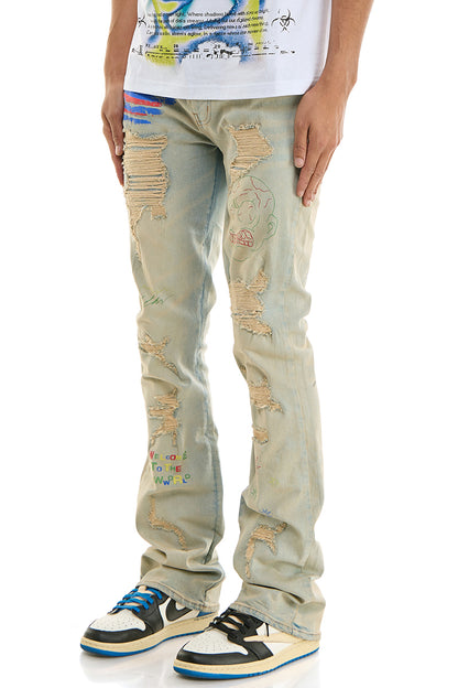 KND4838 Blue | KDNK Rip & Repair Distressed Skinny Jeans