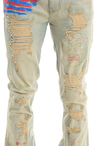 KND4838 Blue | KDNK Rip & Repair Distressed Skinny Jeans