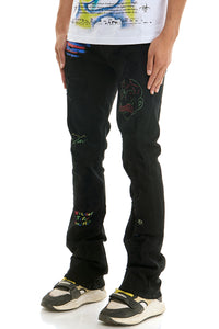 KND4838 Jet Black | KDNK Rip & Repair Distressed Skinny Jeans