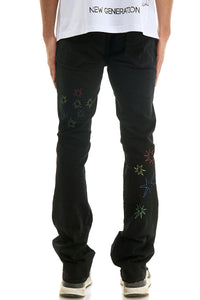 KND4838 Jet Black | KDNK Rip & Repair Distressed Skinny Jeans