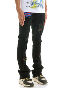 KND4838 Jet Black | KDNK Rip & Repair Distressed Skinny Jeans