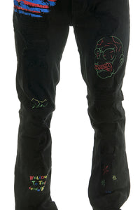 KND4838 Jet Black | KDNK Rip & Repair Distressed Skinny Jeans