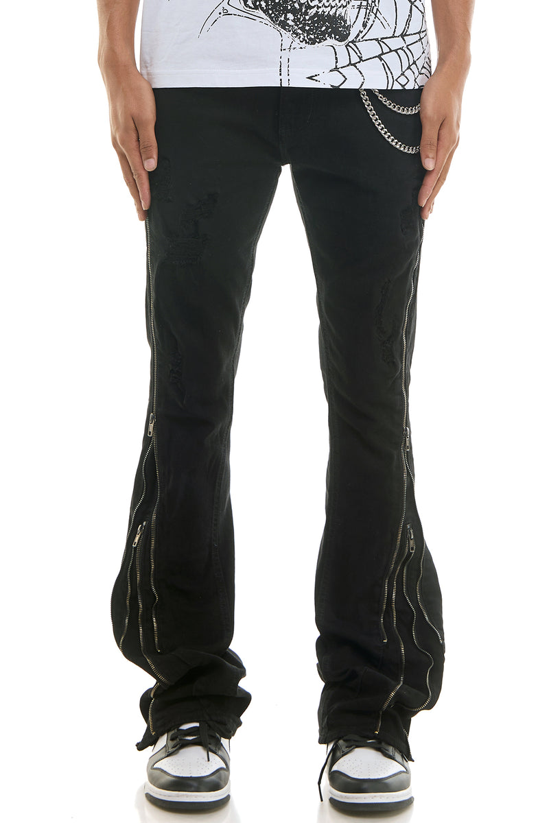 KND4847 Jet Black | KDNK Double Zipper Jeans