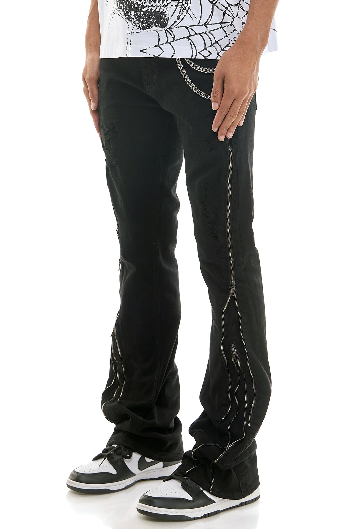 KND4847 Jet Black | KDNK Double Zipper Jeans