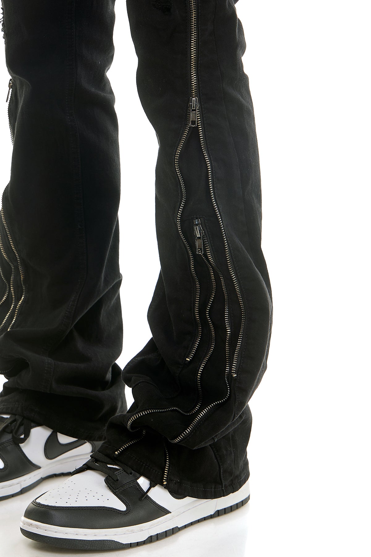 KND4847 Jet Black | KDNK Double Zipper Jeans