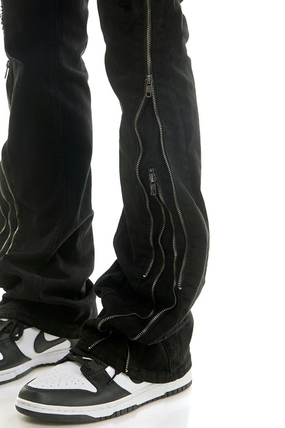 KND4847 Jet Black | KDNK Double Zipper Jeans