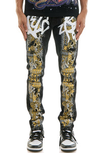 KND4870 Black | KDNK Tapestry Print Jeans