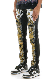 KND4870 Black | KDNK Tapestry Print Jeans