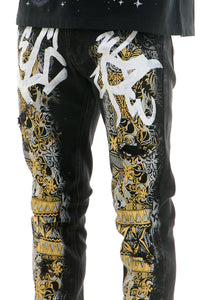 KND4870 Black | KDNK Tapestry Print Jeans