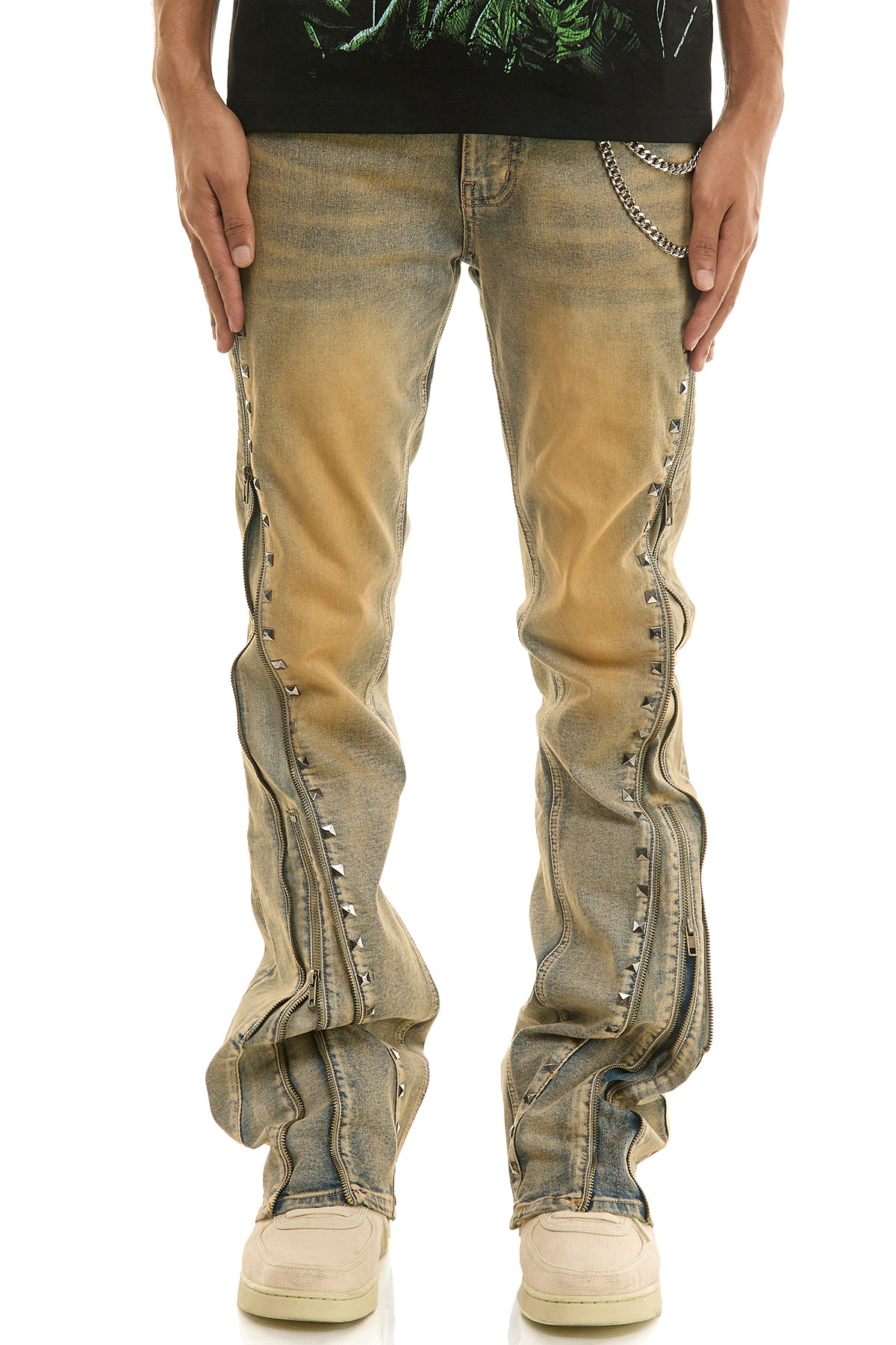 KND4928 T.M.Blue | KDNK Stud Double Zipper Jeans