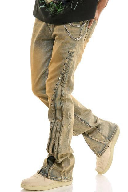 KND4928 T.M.Blue | KDNK Stud Double Zipper Jeans