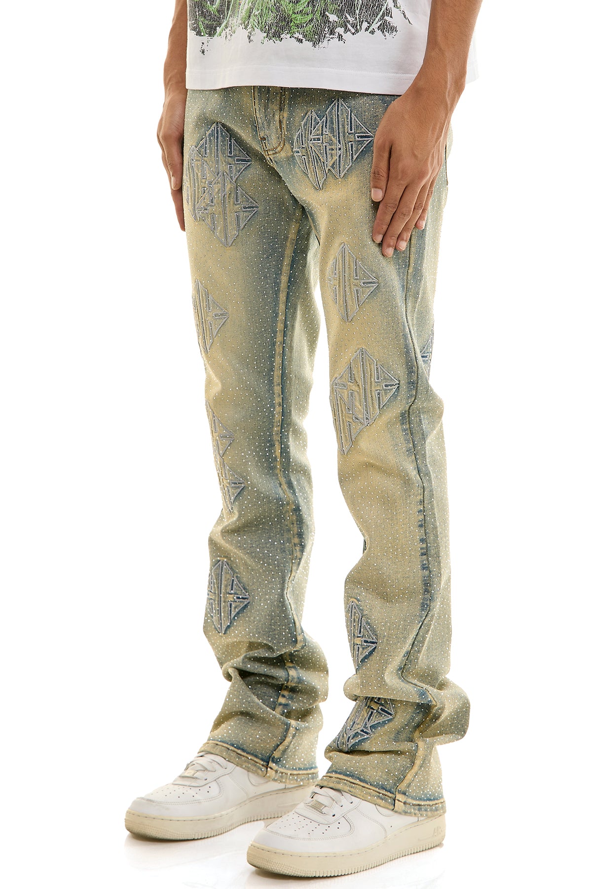 KND4948 Blue | KDNK KK Patch Rhinestone Jeans