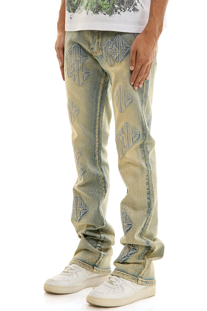 KND4948 Blue | KDNK KK Patch Rhinestone Jeans