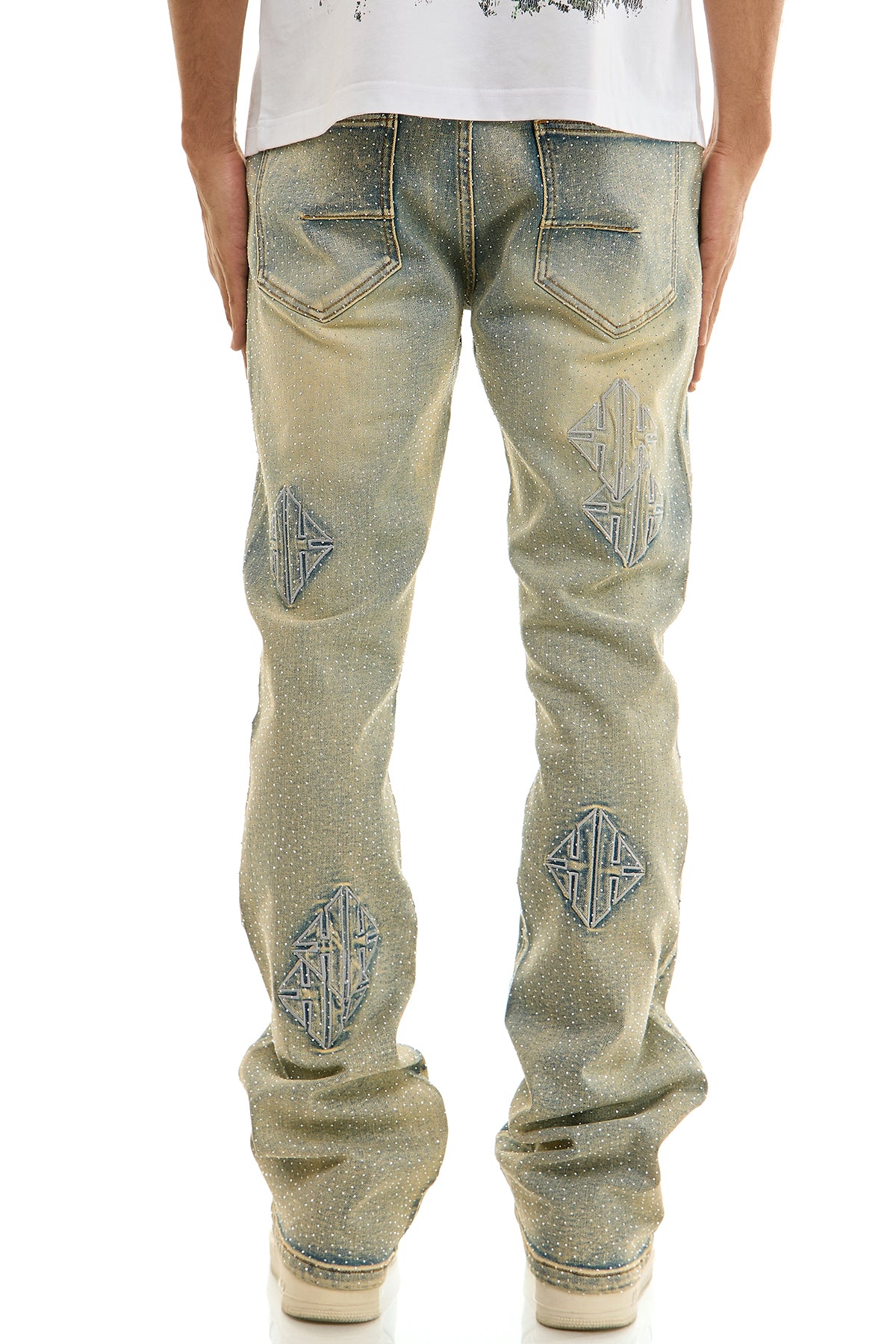 KND4948 Blue | KDNK KK Patch Rhinestone Jeans