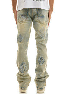 KND4948 Blue | KDNK KK Patch Rhinestone Jeans