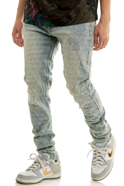 KND4952 Blue | KDNK Jacquard Rhinestone Jeans
