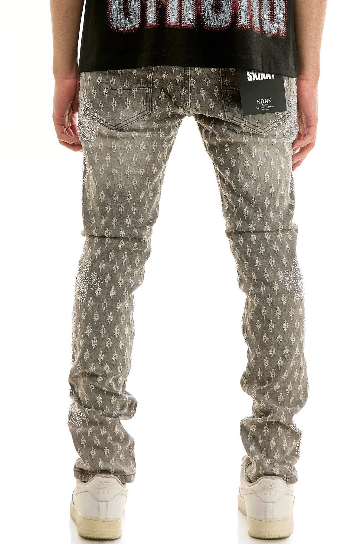 KND4952 M.Grey | KDNK Jacquard Rhinestone Jeans