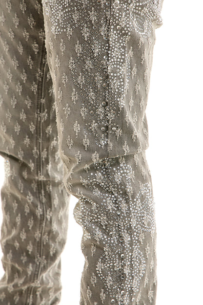 KND4952 M.Grey | KDNK Jacquard Rhinestone Jeans