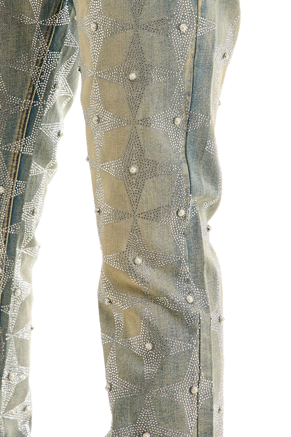 KND4953 Blue | KDNK Pearl Rhinestone Jeans