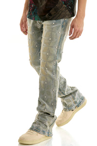 KND4953 Blue | KDNK Pearl Rhinestone Jeans