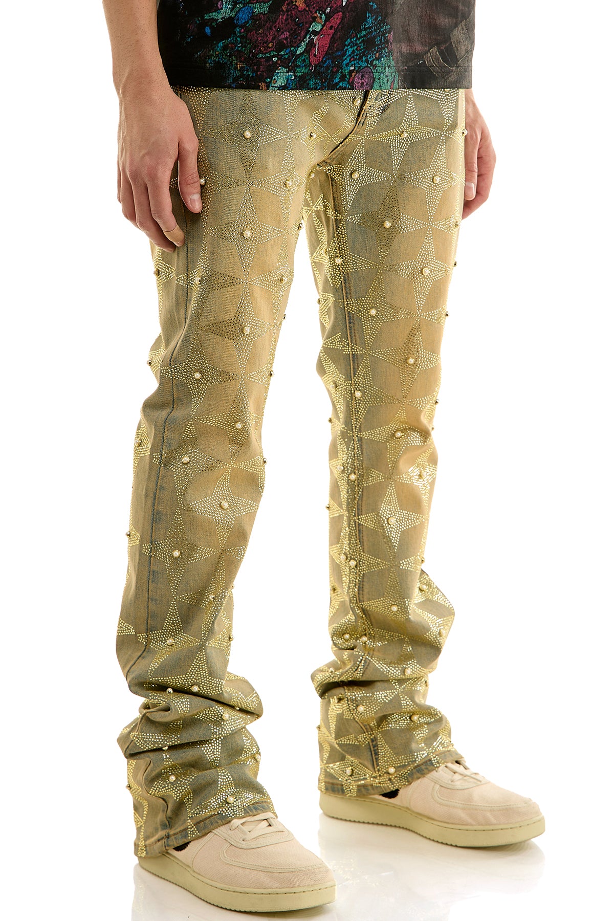 KND4953 T.M.Blue | KDNK Pearl Rhinestone Jeans