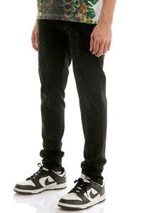 KND4957 Jet Black | KDNK Cross Rhinestone Jeans