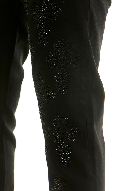 KND4957 Jet Black | KDNK Cross Rhinestone Jeans