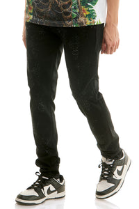KND4957 Jet Black | KDNK Cross Rhinestone Jeans