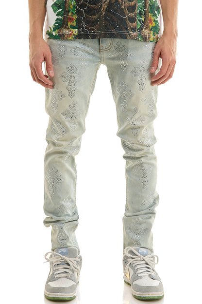 KND4957 Lt.Blue | KDNK Cross Rhinestone Jeans