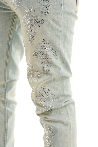 KND4957 Lt.Blue | KDNK Cross Rhinestone Jeans