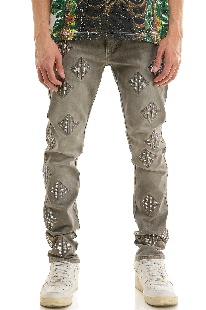 KND4958 M.Grey | KDNK KK Rhinestone Jeans