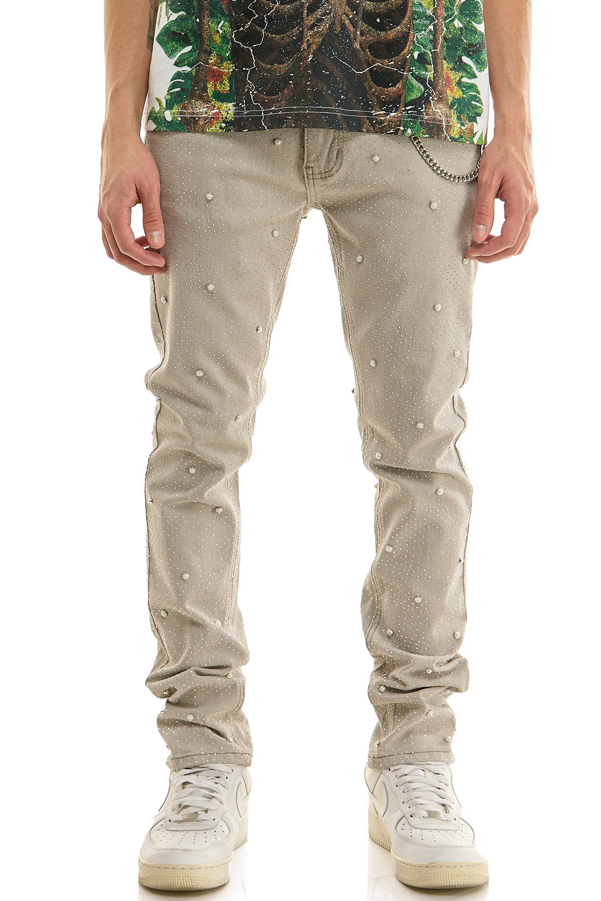 KND4959 Grey | KDNK Pearl Rhinestone Jeans