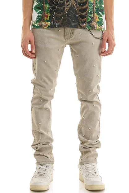 KND4959 Grey | KDNK Pearl Rhinestone Jeans